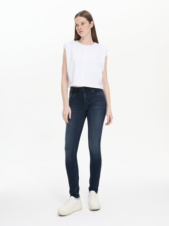 Jonna B Dar Paça Yüksek Bel Mid Indigo Jean Pantolon