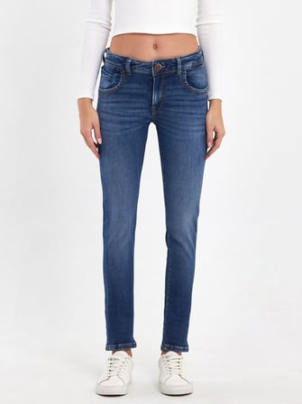 Maxıme Dar Paça Orta Bel Mid Indigo Jean Pantolon