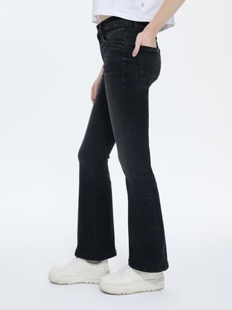 Novı Yüksek Bel İspanyol Paça Mid Indigo Jean Pantolon