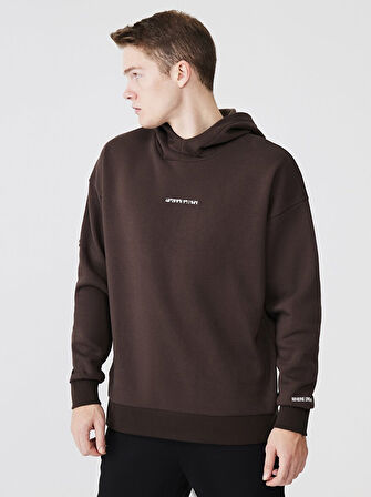 Sloganlı Kapüşonlu Sweatshırt
