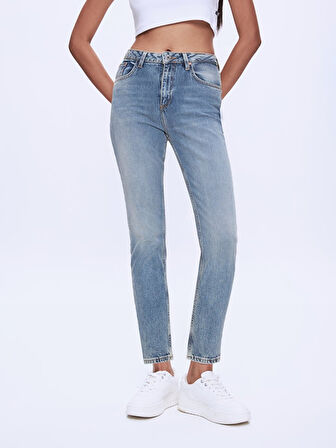 Ronna X Yüksek Bel Dar Paça Slim Jean Pantolon