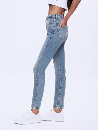 Ronna X Yüksek Bel Dar Paça Slim Jean Pantolon