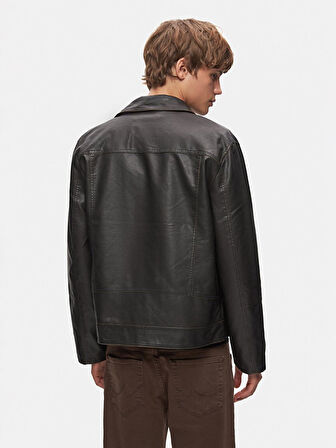 Kapüşonlu Düz Kahve Rengi Ceket