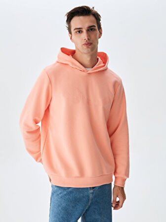 Sıgnlı Kapüşonlu Fermuarsız Regular Fit Turuncu Sweatshırt