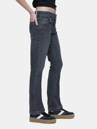 Fallon 400 Orta Bel İspanyol Paça Koyu Gri Jean Pantolon