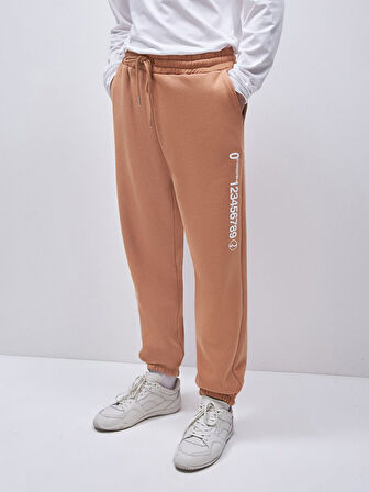 Sloganlı Jogger Camel Eşofman