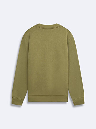 Sloganlı Sıfır Yaka Uzun Kollu Regular Fit Sweatshırt