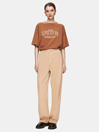 Basıc Gabardin Relaxed Bej Pantolon