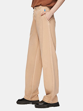 Basıc Gabardin Relaxed Bej Pantolon