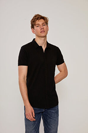 Basıc Slım Fit Kısa Kollu Siyah t-shirt