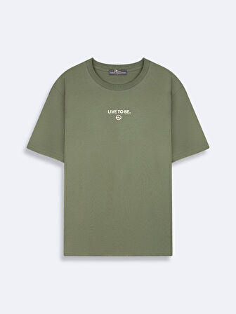Kısa Kollu Slogan Baskılı Regular Yeşil T-shırt