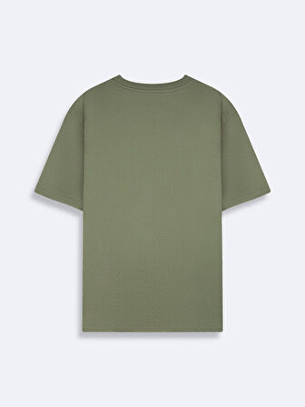Kısa Kollu Slogan Baskılı Regular Yeşil T-shırt