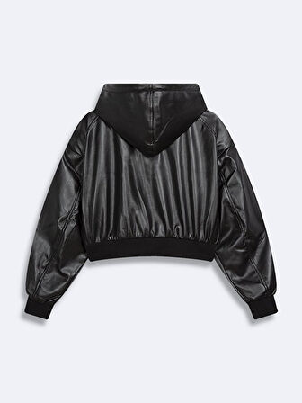 Oversıze Kapüşonlu Siyah Ceket