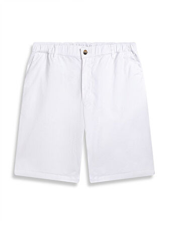 Basıc Midi Regular Gabardin Beyaz Şort