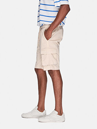 Basıc Midi Regular Gabardin Bej Şort