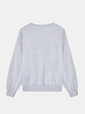 Sloganlı Relaxed Fit Gri Sweatshırt