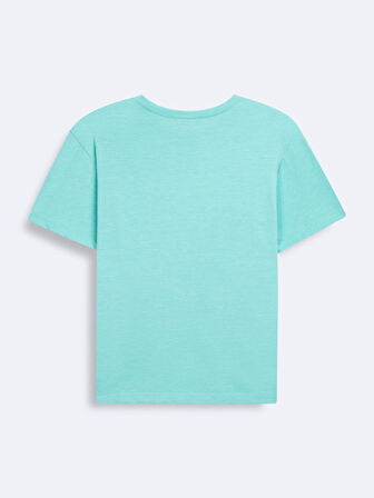 Kısa Kollu Sıfır Yaka Sign Baskılı Yeşil T-shırt