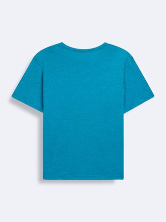 Kısa Kollu Sıfır Yaka Sıgn Baskılı Mavi t-shirt