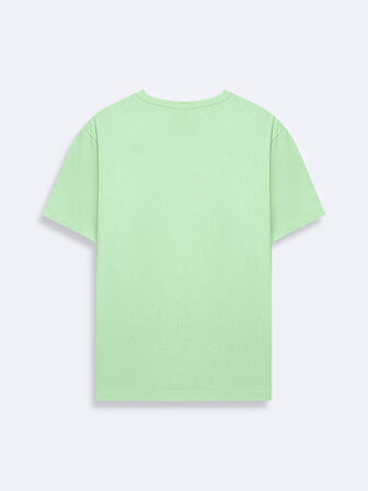 Kısa Kollu Sıfır Yaka Sign Baskılı Yeşil T-shırt