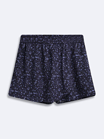 Çiçek Desenli Basic Mini Lacivert Şort