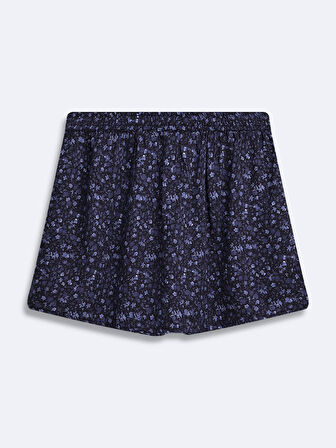 Çiçek Desenli Basic Mini Lacivert Şort