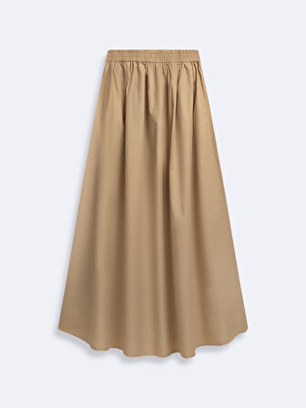 Basic Midi Uzun Bej Etek