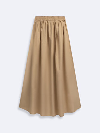 Basic Midi Uzun Bej Etek