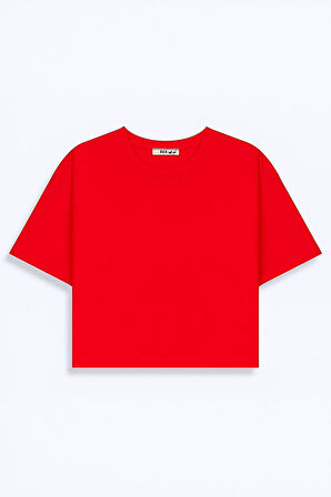 Kısa Kollu Sıfır Yaka Basıc Kırmızı T-shırt