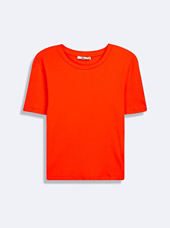 Kısa Kollu Sıfır Yaka Basıc Turuncu t-shirt