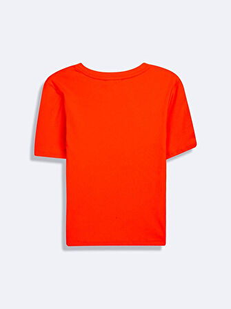 Kısa Kollu Sıfır Yaka Basıc Turuncu t-shirt