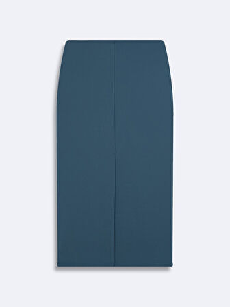 Yüksek Bel Midi Mavi Kahve Rengi Etek