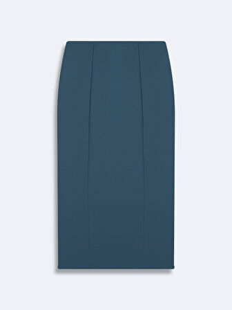 Yüksek Bel Midi Mavi Kahve Rengi Etek