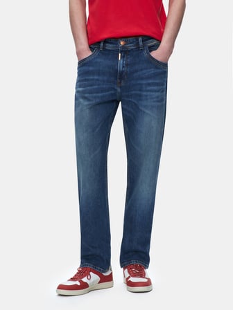 Rıcarlo Dar Paça Orta Bel Mid Indigo Jean Pantolon