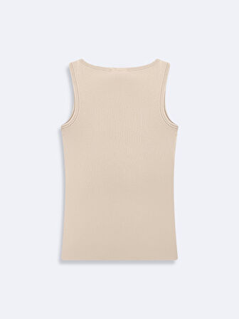 Kolsuz U Yaka Basic Bej Atlet