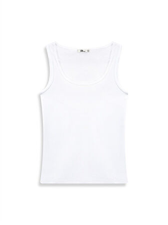 Kolsuz U Yaka Basıc Beyaz Atlet