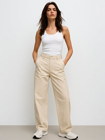 Kolsuz U Yaka Basic Bej Atlet