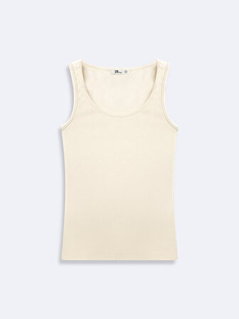 Kolsuz U Yaka Basic Krem Atlet