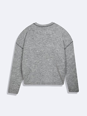 Uzun Kollu Bisiklet Yaka Triko Gri Kazak