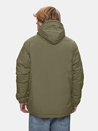 Kapüşonlu Fermuarlı Rüzgarlık Yeşil Mont