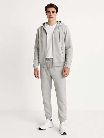 Uzun Kollu Kapüşonlu Basic Gri Sweatshırt