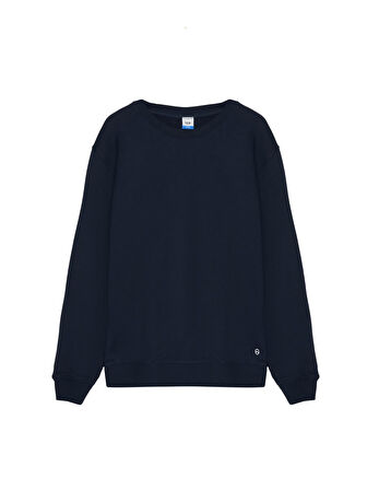 Uzun Kollu Sıfır Yaka Basic Lacivert Sweatshırt