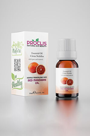 PROCLİS Soğuk Sıkım Kırmızı Mandalina Yağı, %100 Doğal Uçucu Yağ, Red Mandarin Oil 10 ml Sprey Başlıklı