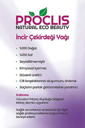 PROCLİS Soğuk Sıkım İncir Çekirdeği Yağı, %100 Doğal Sabit Yağ, Fig Seed Oil 10 ml