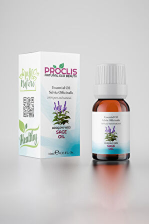 PROCLİS Adaçayı Yağı, %100 Doğal Uçucu Yağ, Sage Oil 10 ml Sprey Başlıklı