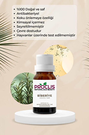 PROCLİS %100 Doğal Biberiye Yağı - Saf Biberiye Uçucu Yağı 10ml Sprey Başlıklı