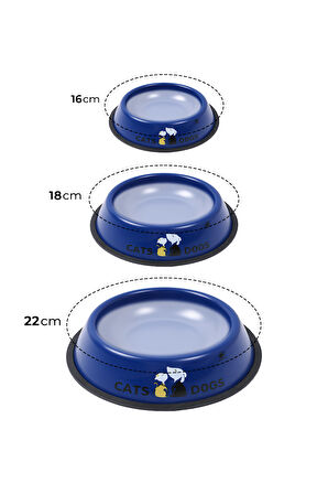 RENKli Metal Mama Kabı, Kedi Köpek Mama Su Kabı 18 cm
