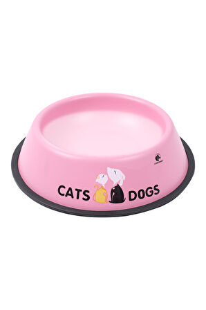 RENKli Metal Mama Kabı, Kedi Köpek Mama Su Kabı 16 cm