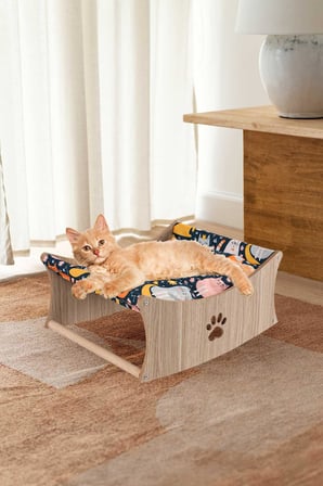 İsme Özel Ahşap Kedi Salıncağı, Sallanan Kedi Yatağı,Paspas Hediye