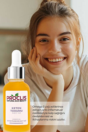 PROCLİS Keten Tohumu %100 Saf Sabit Yağ, Linseed Oil, Linum Usitatissimum 30ml