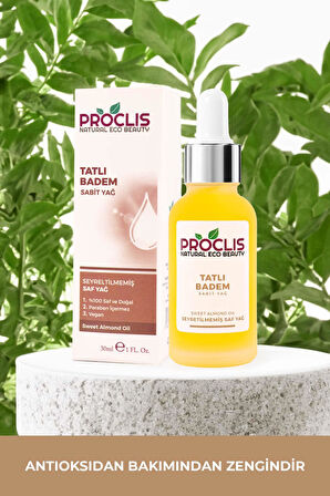 PROCLİS Tatlı Badem Yağı,  Sabit Badem Yağ, Sweet Almond Oil, Prunus Amygdalus Dulcis 30ml